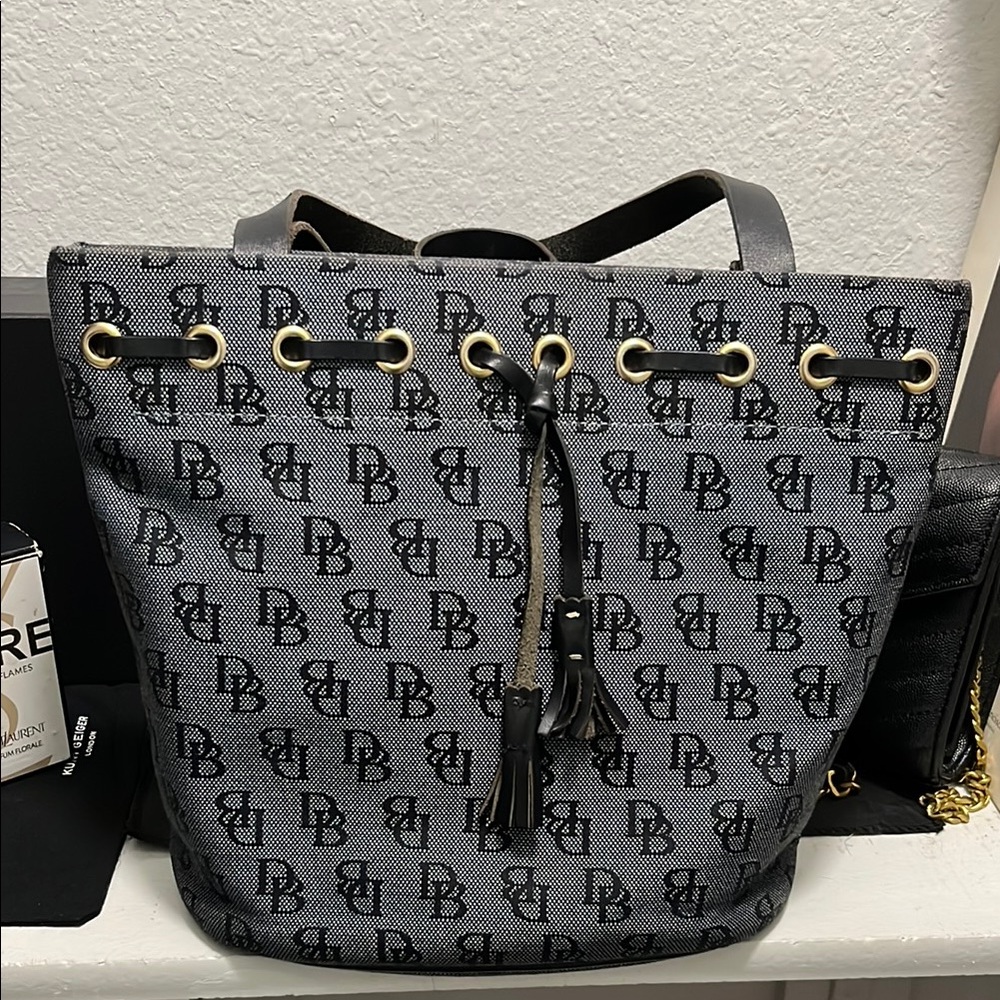 Dooney & Bourke Black and Gray Monogram Shoulder Bag